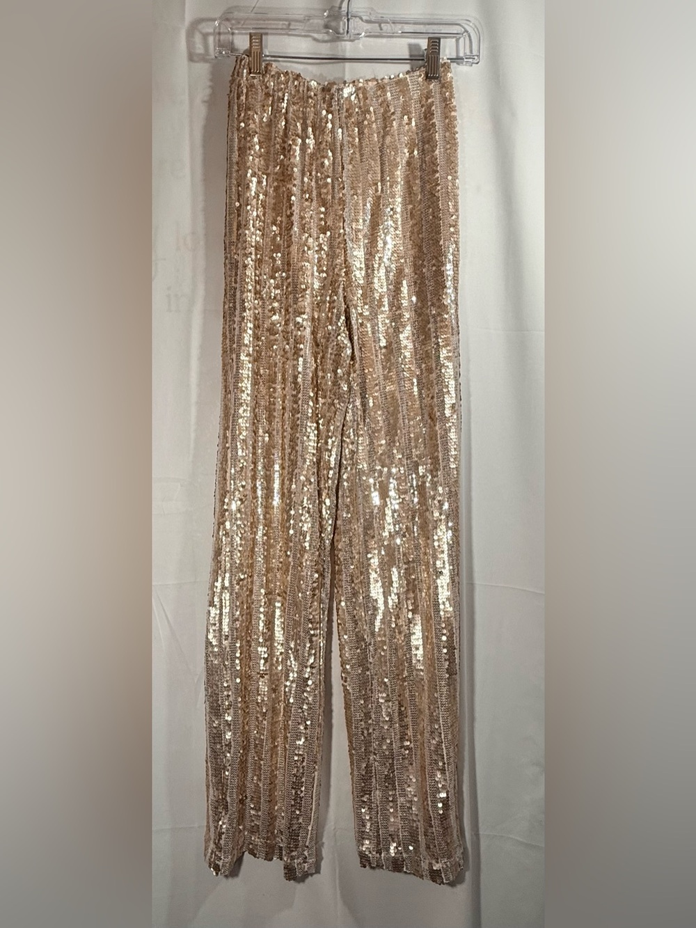 Forever 21 Gold Sequin Wide-Leg Pants Size Small
